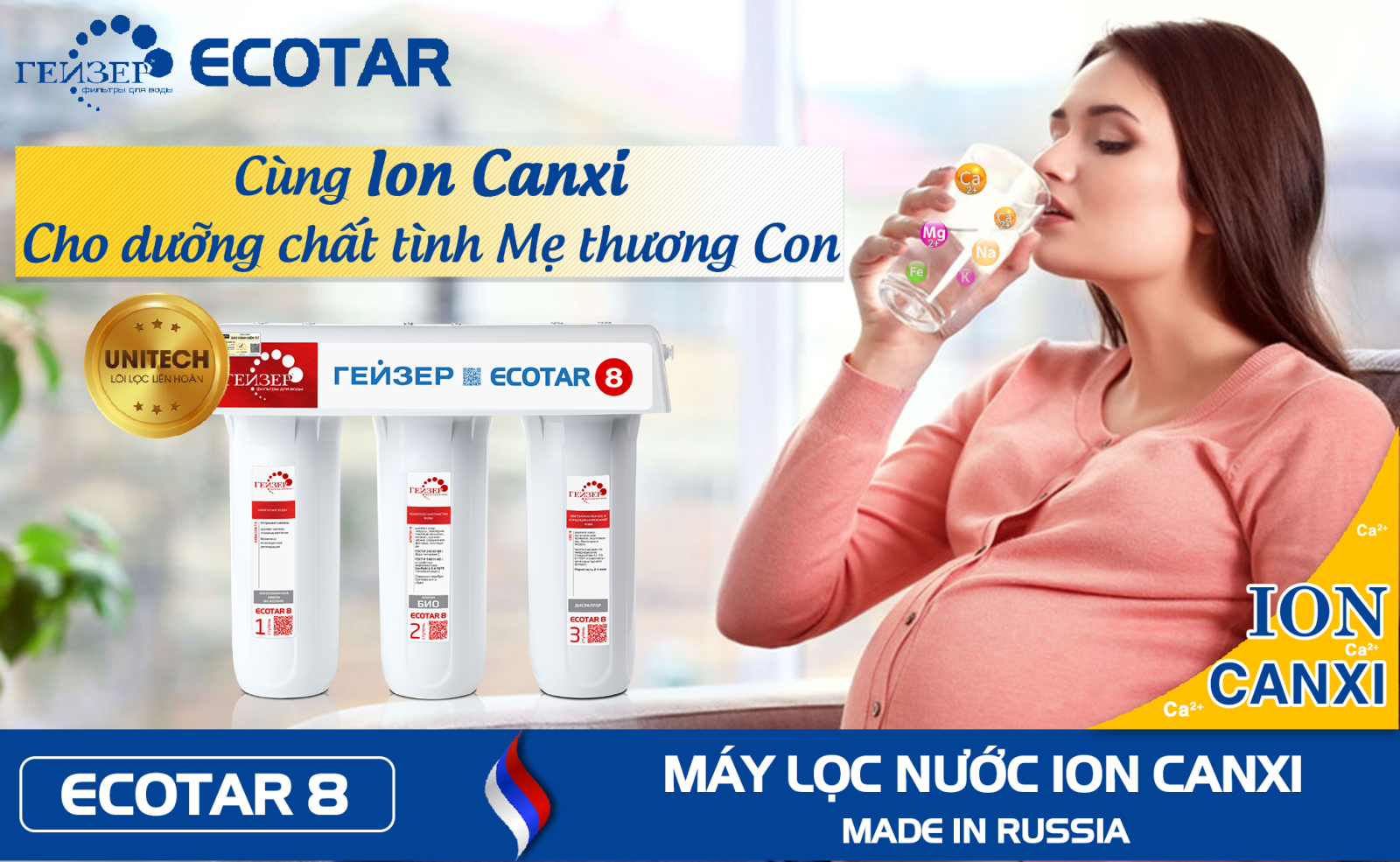 Ion Canxi trong Geyser Ecotar 8 tốt cho sức khoẻ bà bầu và em bé